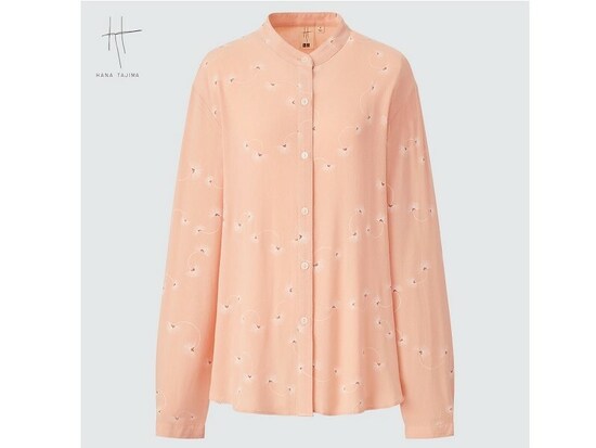 ユニクロ　レーヨンジョーゼットプリントバンドカラーシャツ　1990円（税込）