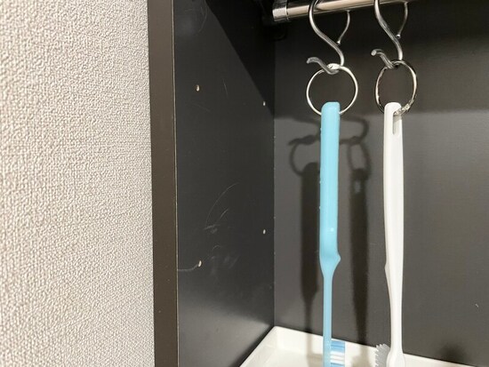 歯ブラシをかけて収納した事例