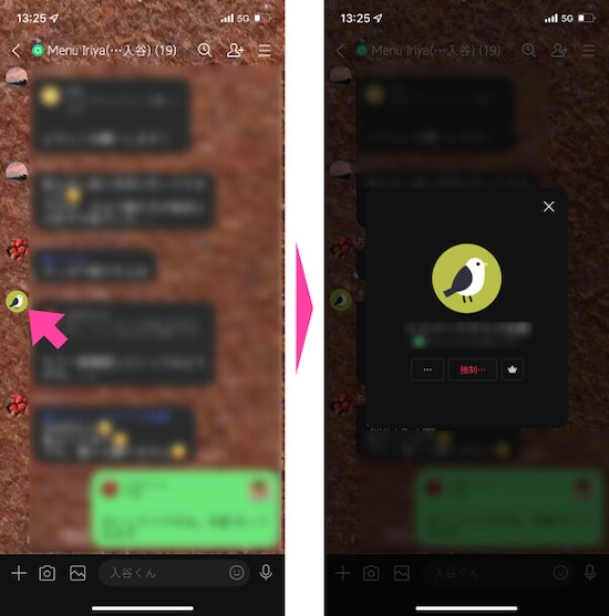 LINEの「友だち」ではないメンバーの「アイコン」画像をタップしても、相手のLINEアカウントを知ることができず、「友だち」として追加することもできない