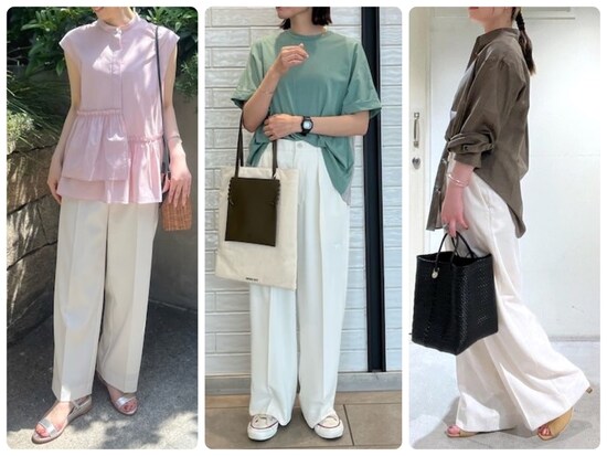 清潔感がありおしゃれ見えする「白のワイドパンツ」がいちおし