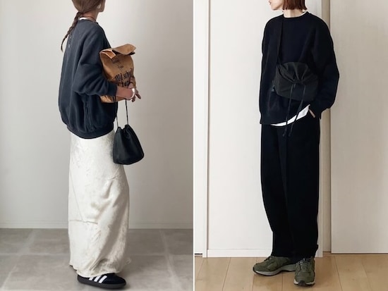 「黒スウェット」のレディースコーデ