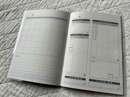 セリアの「A5家計簿 64P 北欧アニマル柄」は月の終わりに収支のまとめができる