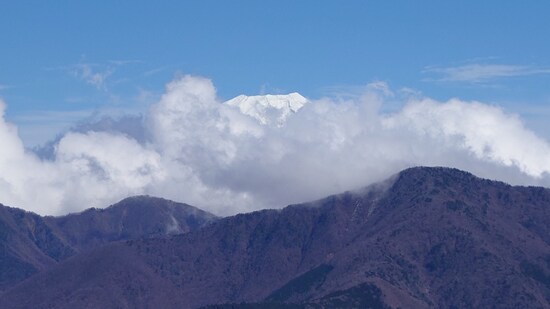 身延山山頂から富士山を望む