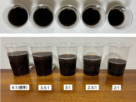 【4：1】～【2：1】標準→濃いめに作った場合の色の比較