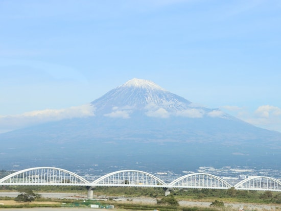 車窓から眺める富士山の麗姿（写真は東海道新幹線からのもの）