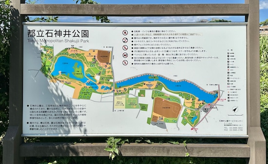 石神井公園内はそこそこ広大。あちこちに地図の看板があるので、それを頼りに散歩してみましょう