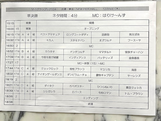 「M-1グランプリ2024」準決勝会場