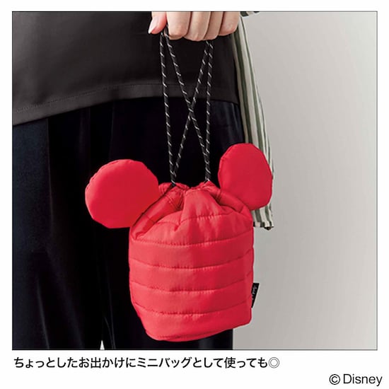 MINNIE DAY 2026 巾着 ポーチ カードケース チャーム ミラー 付録】ミッキーのシェイプが目を引く！「ミッキーマウス シェイプの