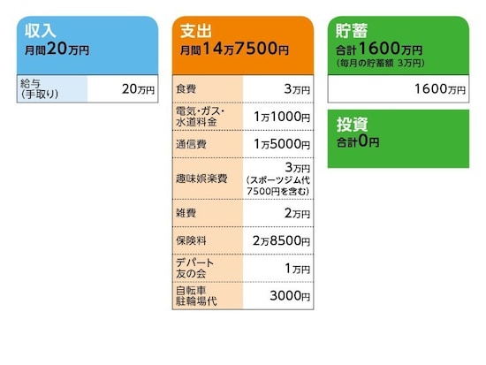 相談者「マロン」さんの家計収支データ