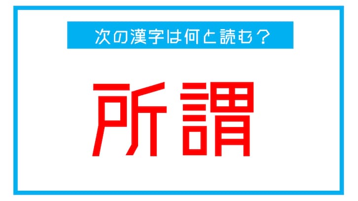 【漢検準1級レベル】「所謂」←この漢字、何と読む？