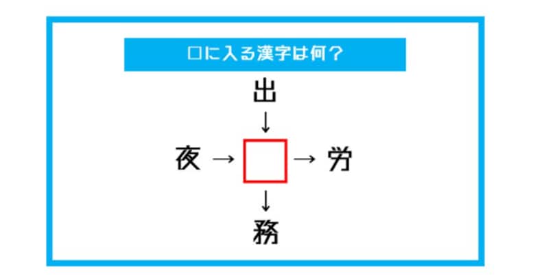 【漢字穴埋めクイズ】□に入る漢字は何？（第501問）