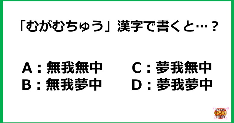 【小6レベル】「むがむちゅう」の正しい漢字はどれ？