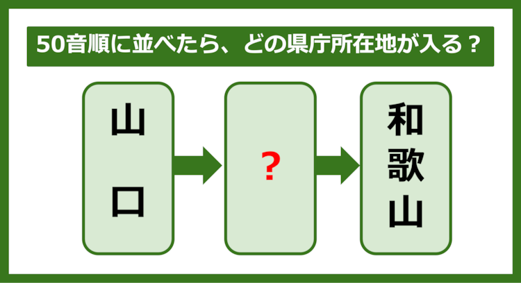 【都道府県クイズ】50音順に並べたら、どの都道府県の県庁所在地が入る？（第216問）