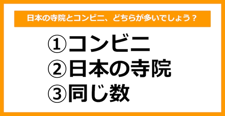 【雑学クイズ】日本の寺院とコンビニ、どちらが多いでしょう？