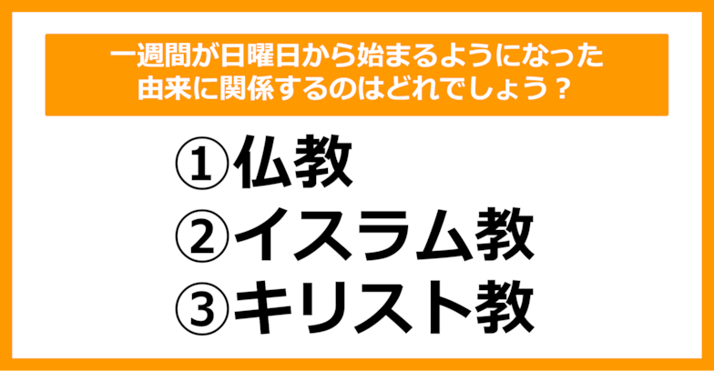 【雑学クイズ】一週間が日曜日から始まるようになった由来に関係するのはどれでしょう？