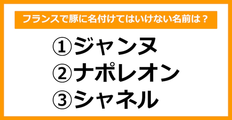 【雑学クイズ】フランスで豚に名付けてはいけない名前は何でしょう？