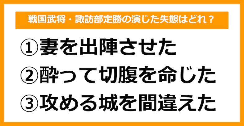 【雑学クイズ】戦国武将・諏訪部定勝の演じた失態は次のうちどれでしょう？