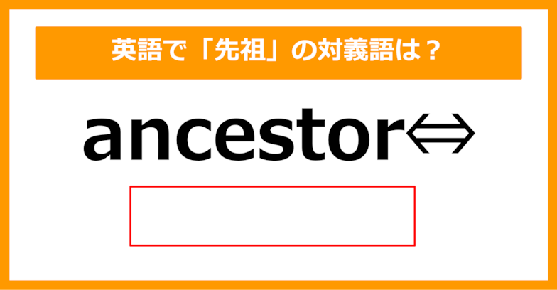 【対義語クイズ】「ancestor（先祖）」の対義語は何でしょう？（第225問）