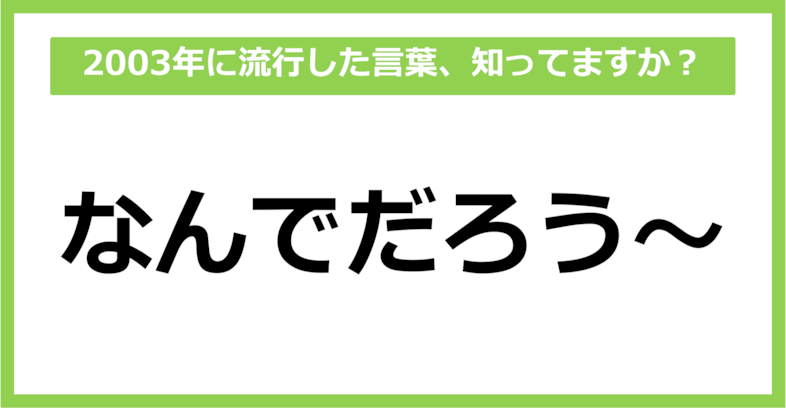 【懐かしい】2003年に流行した言葉、知ってる？（第34問）