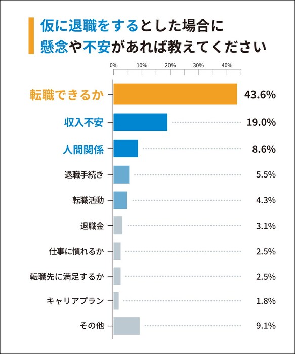 仮に退職する場合の懸念や不安ランキング