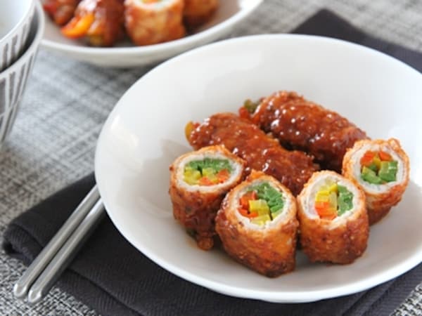 お弁当のおかずにも！簡単彩り野菜肉巻き