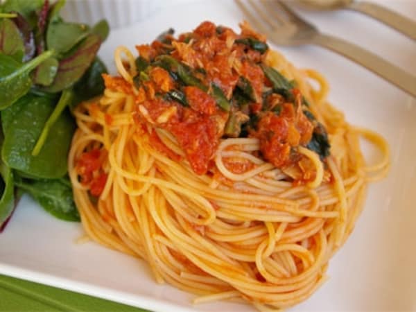 ツナとほうれん草のトマトスパゲティ 簡単一汁三菜レシピ All About