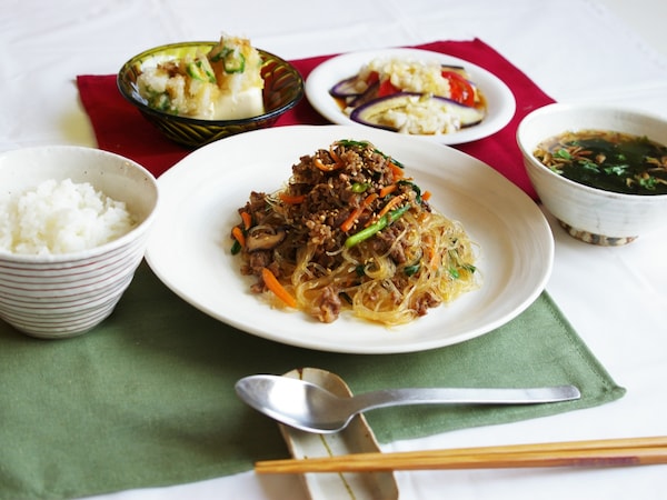 春雨のチャプチェ風定食  春雨のチャプチェ風定食