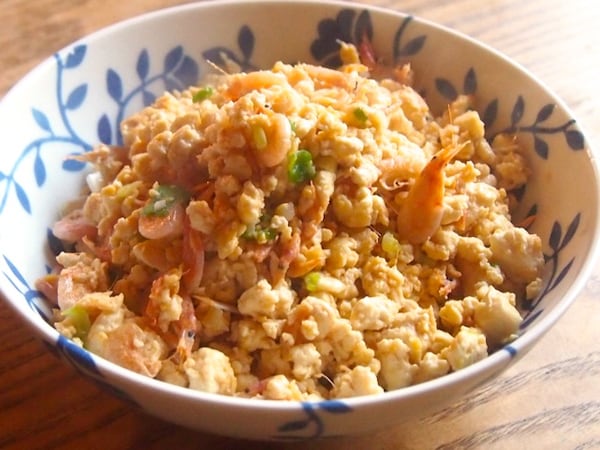 桜えびの炒り豆腐  桜えびの炒り豆腐