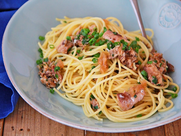 鯖とネギの和風パスタ
