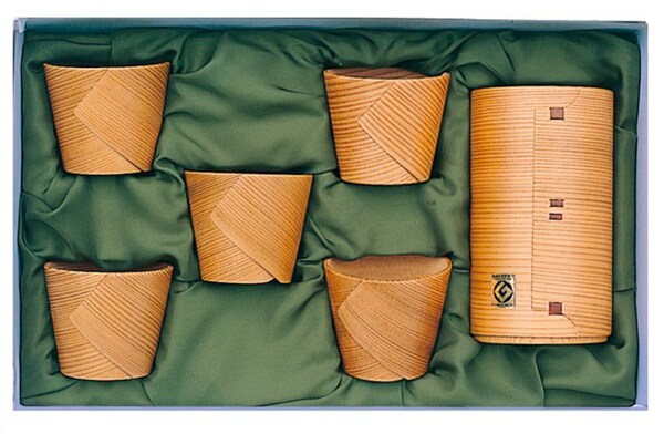 3. Award-Winning Bentwood Sake Cup Set
