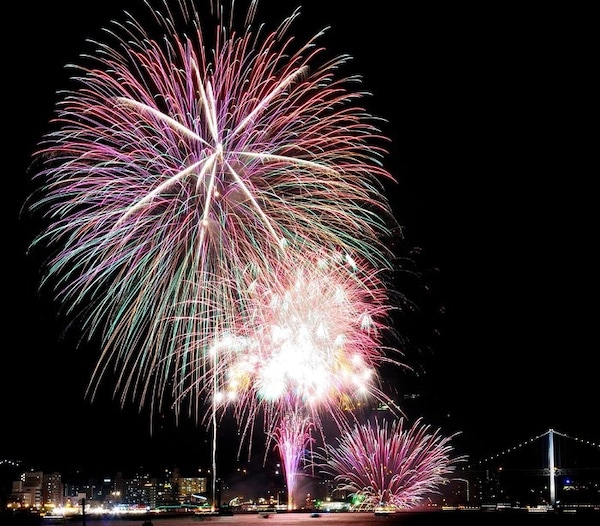 Fireworks Illuminate Kanmon Bridge