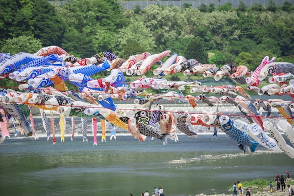 9. เทศกาลธงปลาคาร์ฟที่แม่น้ำซางามิ จังหวัดคานางาวะ (Sagami River, Kanagawa)
