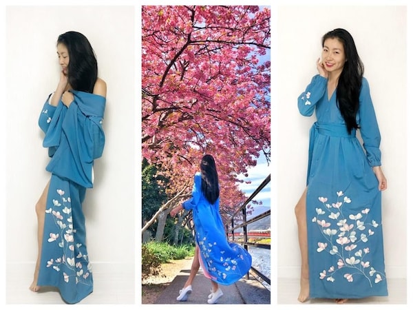 "I wanted to utilize as much of the kimono as possible, so I join, fold, pleat and drape my designs in a way that reminded me of origami."