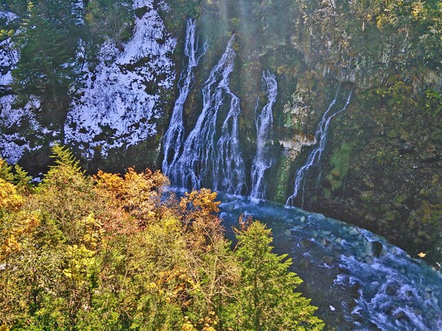 白ひげの滝とブルーリバー