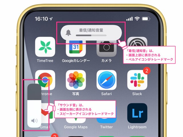 上は「着信/通知音」、左は「サウンド音」