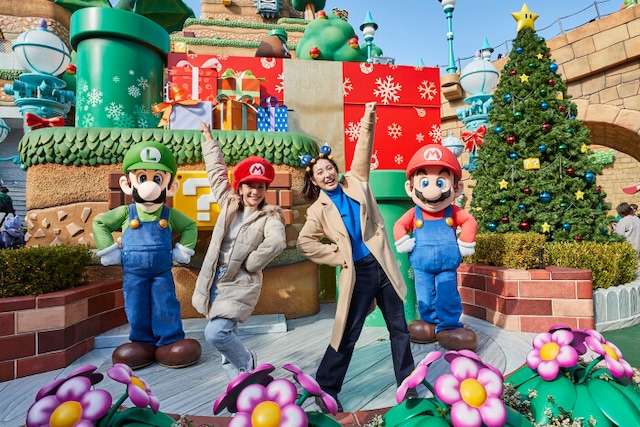 エリア内に入ると、マリオ&ルイージと一緒にウィンターバージョンで記念撮影も可能 画像提供:ユニバーサル・スタジオ・ジャパン