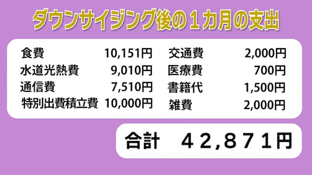 紫苑さんの現在の1カ月の支出