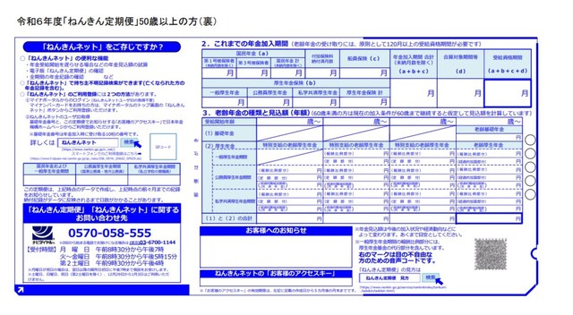 出典:「ねんきん定期便」50歳以上(裏)