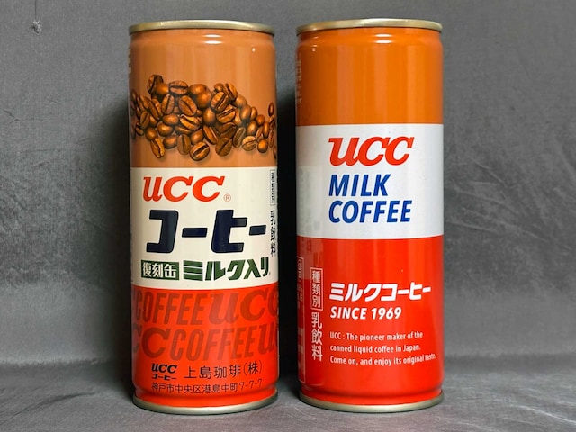 UCCコーヒーの新旧パッケージ比較(左:復刻版、右:現行版)