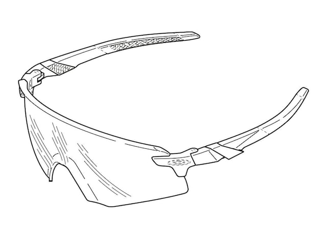 図1：Oakleyの意匠登録（1695696）図面 ※画像：特許情報プラットフォーム