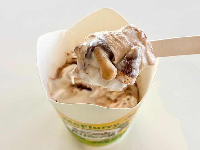 異なるザクザク食感が楽しい！&nbsp;マクドナルド史上初の、きのこの山とたけのこの里コラボフルーリーです&nbsp;