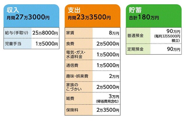 「ウッディ」さんの家計収支データ