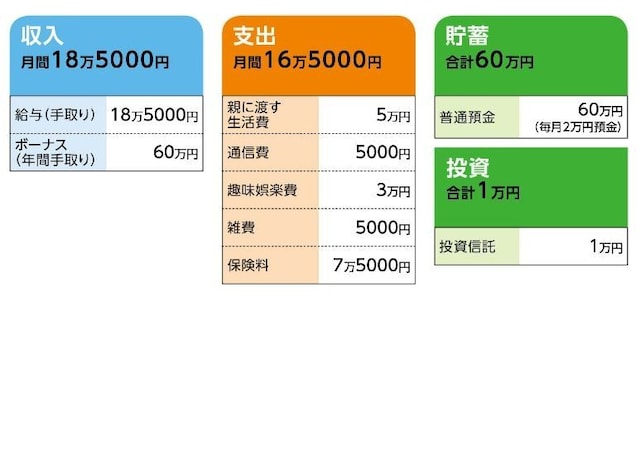 「すずめ」さんの家計収支データ