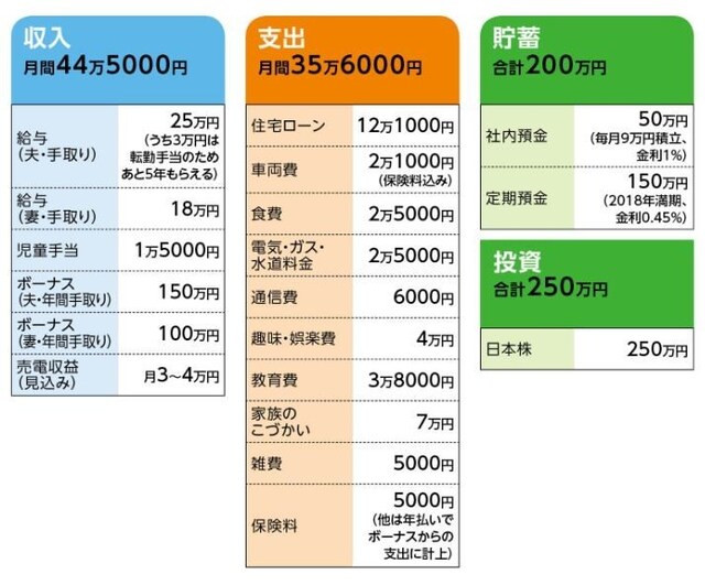「もちこ」さんの家計収支データ