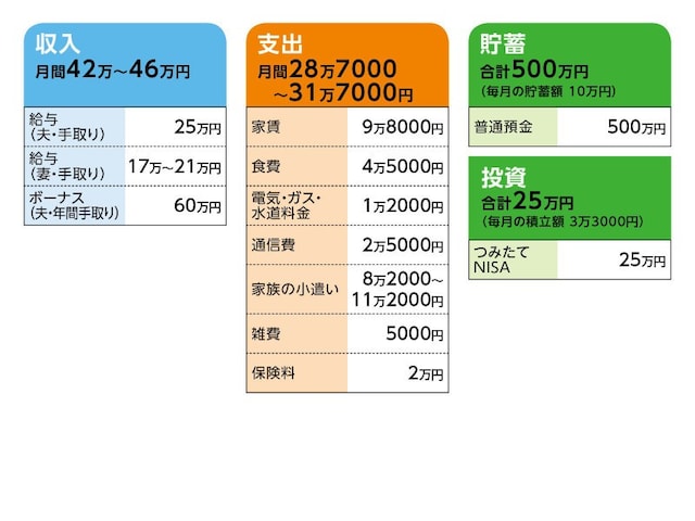 相談者「花粉症」さんの家計収支データ