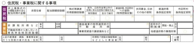 所得税の確定申告書・第二表には住民税について記入する欄があります