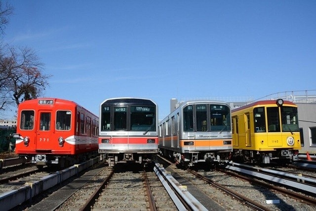 中野車両基地での展示イベント。銀座線の電車は赤坂見附経由で運び込まれた