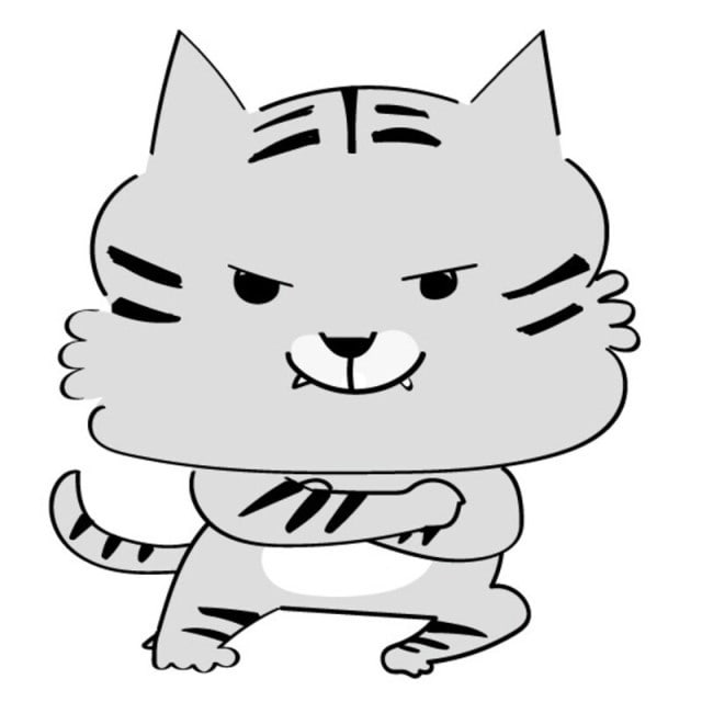 【jpg】トラ(虎・寅)の全身のかわいい年賀状イラストです/白黒