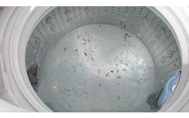 浮いてきたカビや汚れはお風呂の湯垢取りネットなどで取り除く