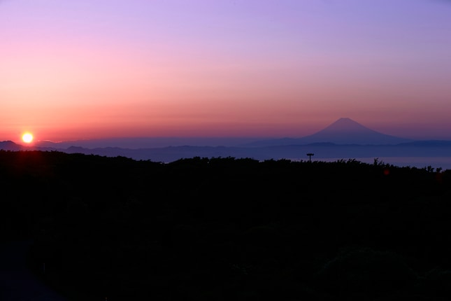 夕景の富士山